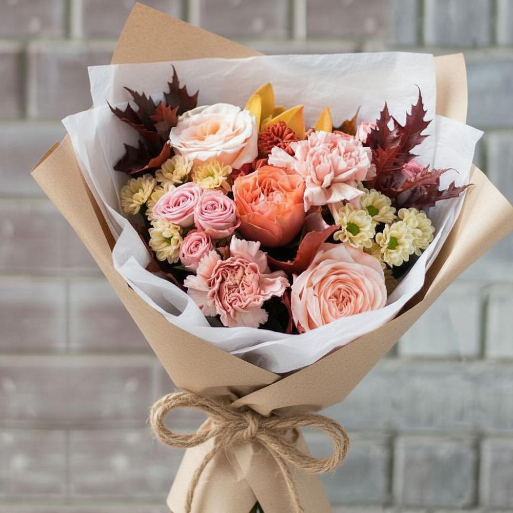 Букет цветов из: Гвоздики, Хризантемы и Розы в Кашин