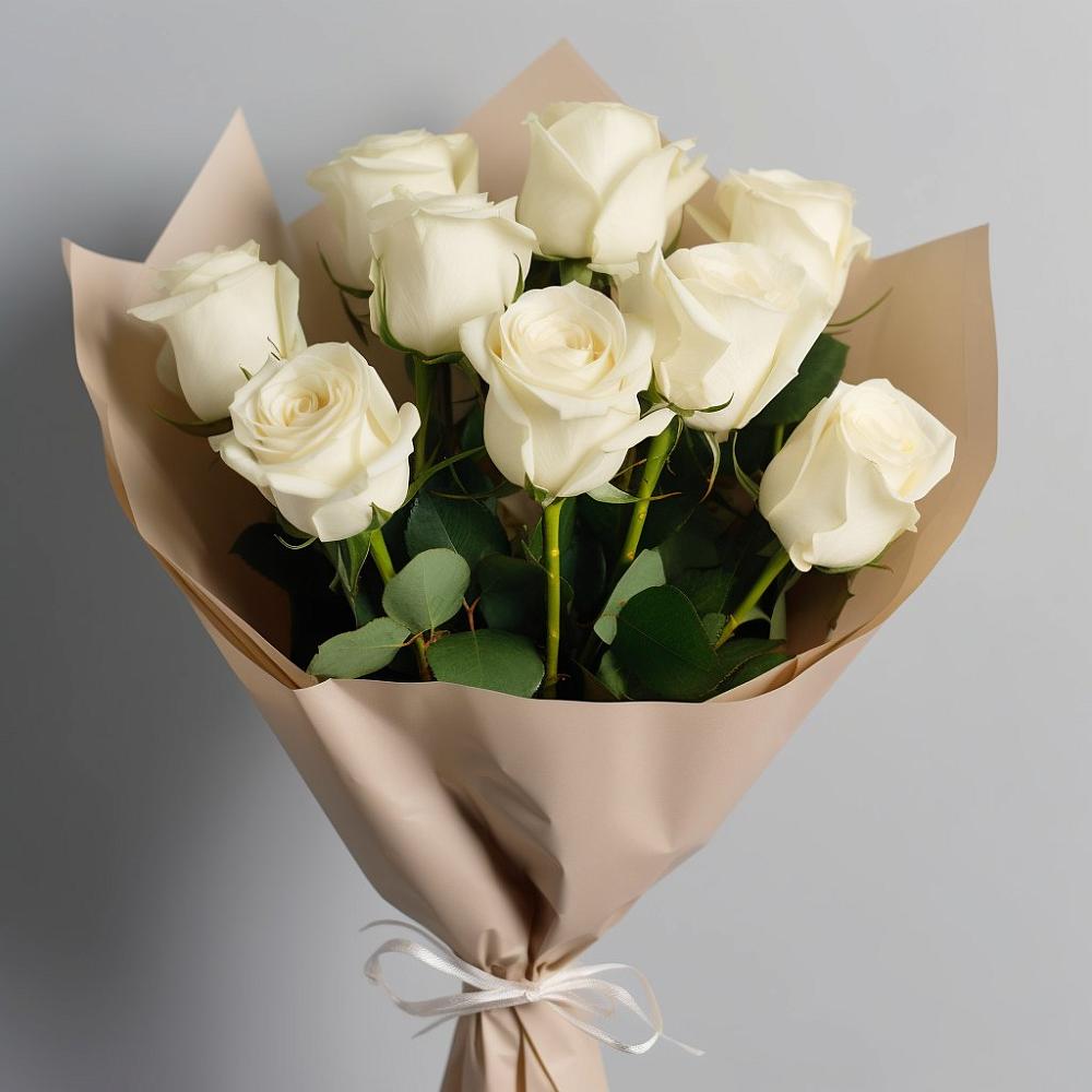 Букет 9 Белых роз Эдлесс Лав в Кашин