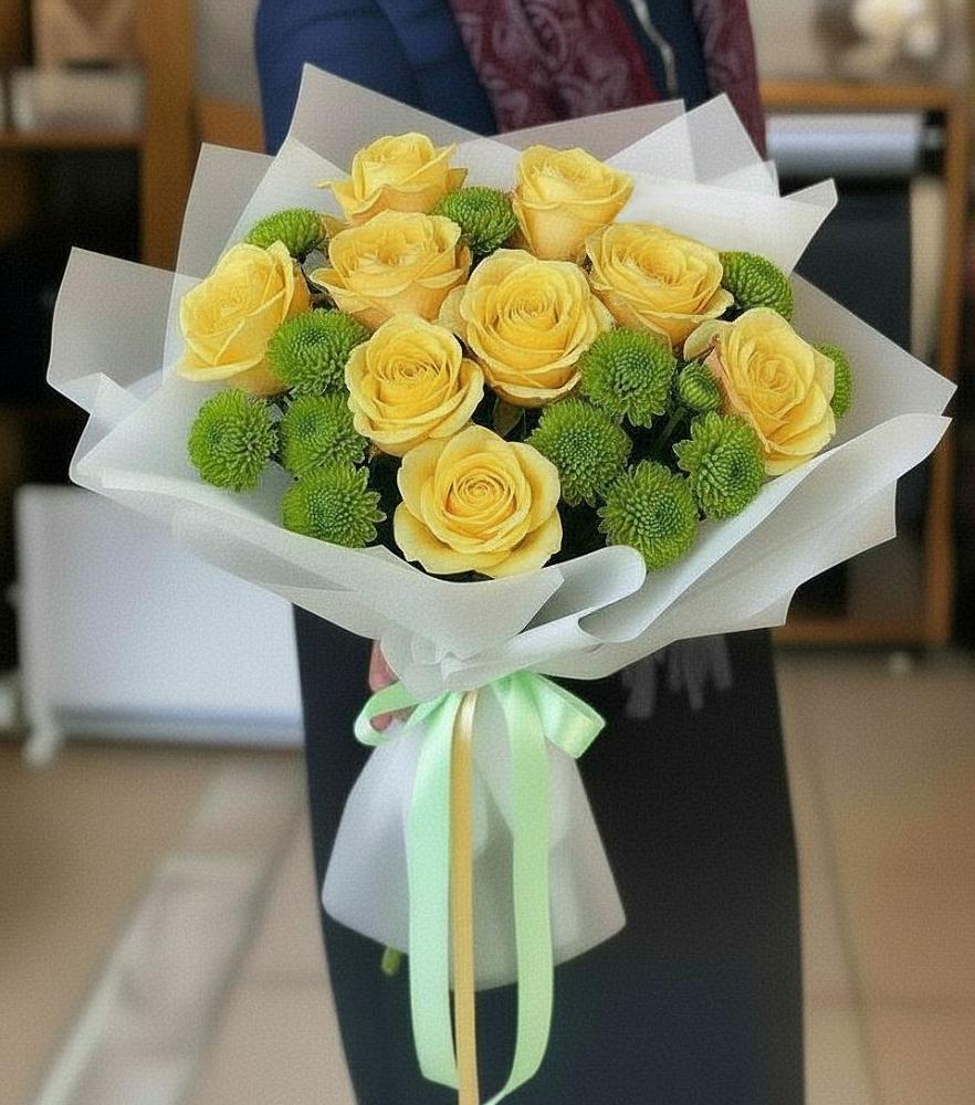 Букет цветов из: Хризантемы и Розы в Кашин