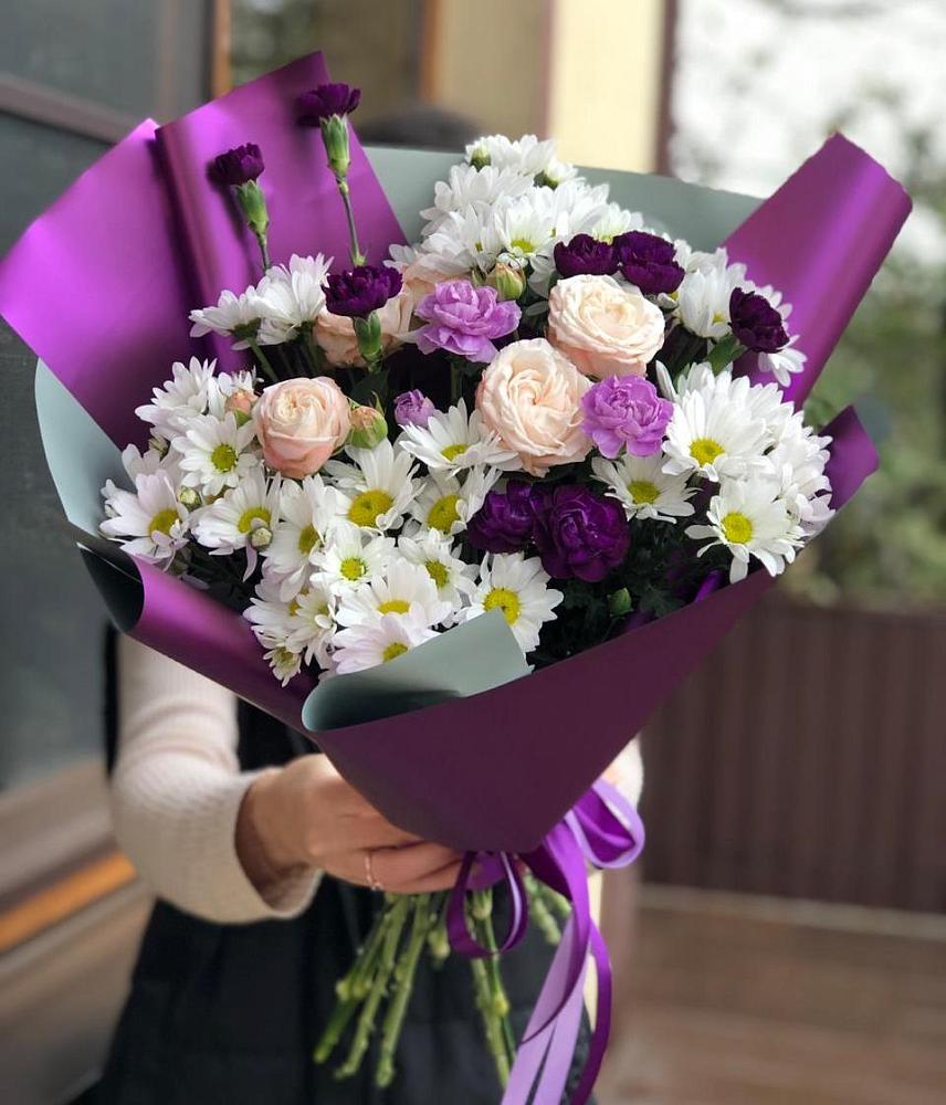 Букет цветов из: Хризантемы, Гвоздики и Розы в Кашин