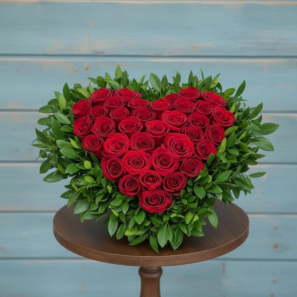 Цветочная композиция из Розы в виде сердца в Кашин