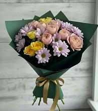 Букет цветов из:  Хризантемы и Розы в Кашин