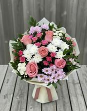 Букет цветов из:  Альстромерии, Гвоздики, Розы и Хризантемы в Кашин