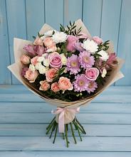 Букет цветов из:  Хризантемы, Розы и Альстромерии #REPLACE_PRED# Кашин