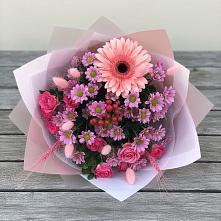 Букет цветов из:  Розы, Герберы и Хризантемы в Кашин